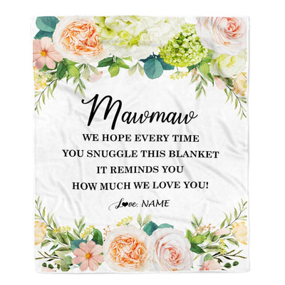 Personalized To My Mawmaw Blanket From Grandkids How Much We Love You Flower Mawmaw Birthday Mothers Day Christmas Customized Fleece Throw Blanket | teecentury