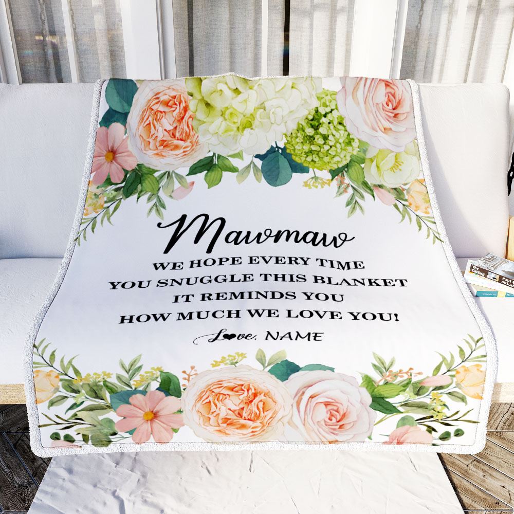 Personalized To My Mawmaw Blanket From Grandkids How Much We Love You Flower Mawmaw Birthday Mothers Day Christmas Customized Fleece Throw Blanket | teecentury