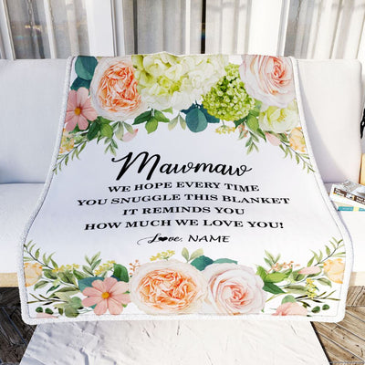 Personalized To My Mawmaw Blanket From Grandkids How Much We Love You Flower Mawmaw Birthday Mothers Day Christmas Customized Fleece Throw Blanket | teecentury