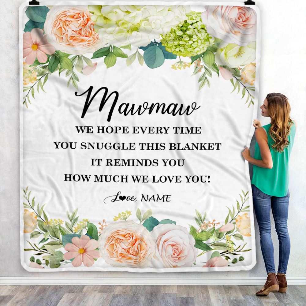 Personalized To My Mawmaw Blanket From Grandkids How Much We Love You Flower Mawmaw Birthday Mothers Day Christmas Customized Fleece Throw Blanket | teecentury