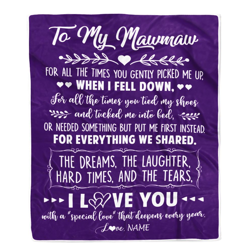 Personalized To My Mawmaw Blanket From Grandkids I Love You With A Special Love Mawmaw Birthday Mothers Day Christmas Customized Fleece Throw Blanket | teecentury