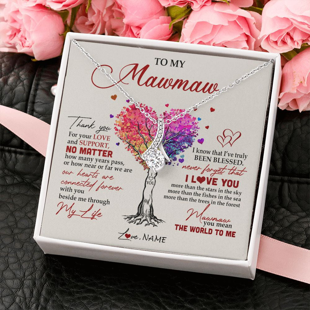 Alluring Beauty Necklace | Personalized To My Mawmaw Necklace From Grandkids Never Forget That I Love You You Mean The World Mawmaw Birthday Mothers Day Customized Gift Box Message Card | teecentury