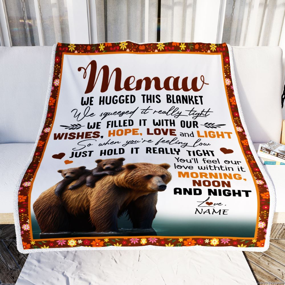 Personalized To My Memaw Blanket From Granddaughter Grandson Bear I Love You Memaw Birthday Mothers Day Christmas Customized Fleece Throw Blanket | teecentury