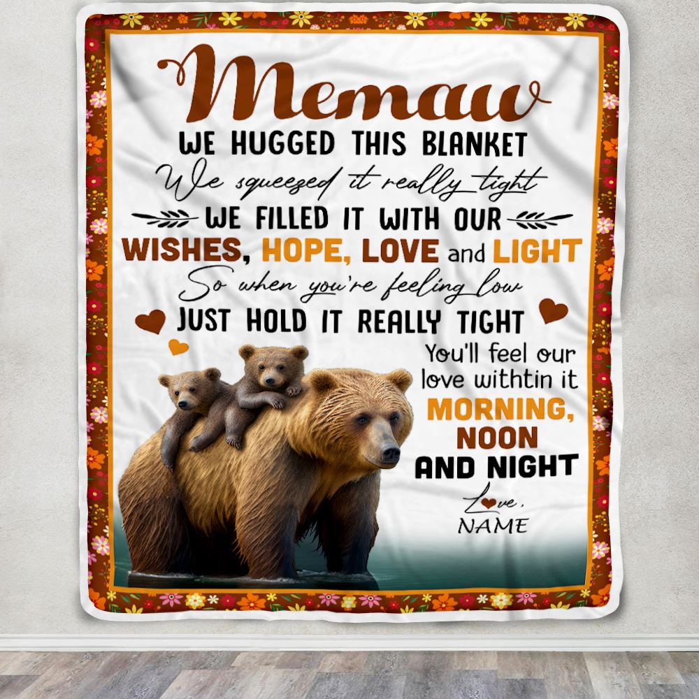 Personalized To My Memaw Blanket From Granddaughter Grandson Bear I Love You Memaw Birthday Mothers Day Christmas Customized Fleece Throw Blanket | teecentury