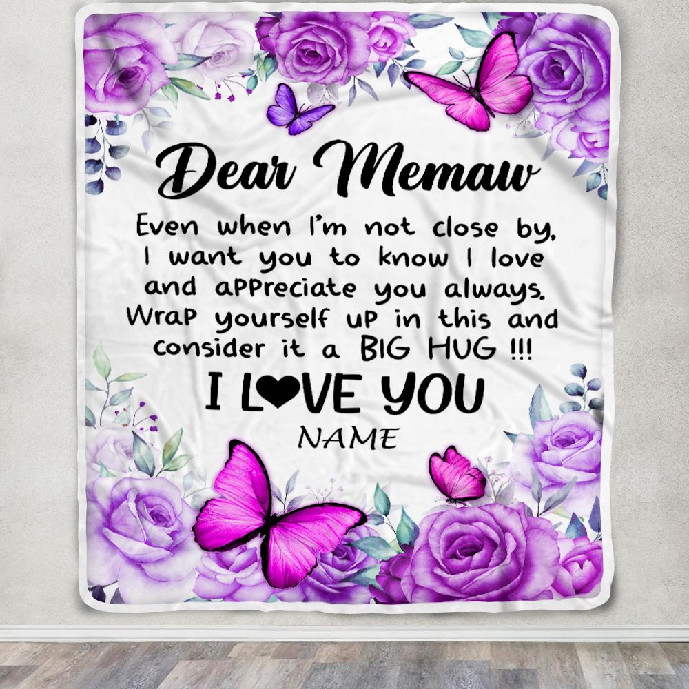 Personalized To My Memaw Blanket From Granddaughter Grandson Butterfly Love And Appreciate Memaw Birthday Mothers Day Christmas Customized Fleece Blanket | teecentury