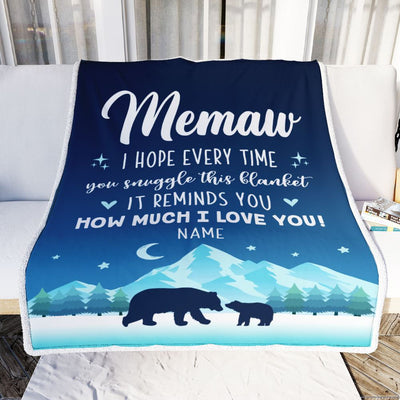Personalized To My Memaw Blanket From Granddaughter Grandson I Hope Every Time Bear Memaw Birthday Mothers Day Christmas Customized Fleece Blanket | teecentury