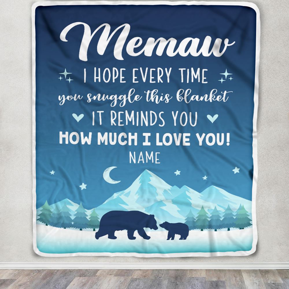 Personalized To My Memaw Blanket From Granddaughter Grandson I Hope Every Time Bear Memaw Birthday Mothers Day Christmas Customized Fleece Blanket | teecentury