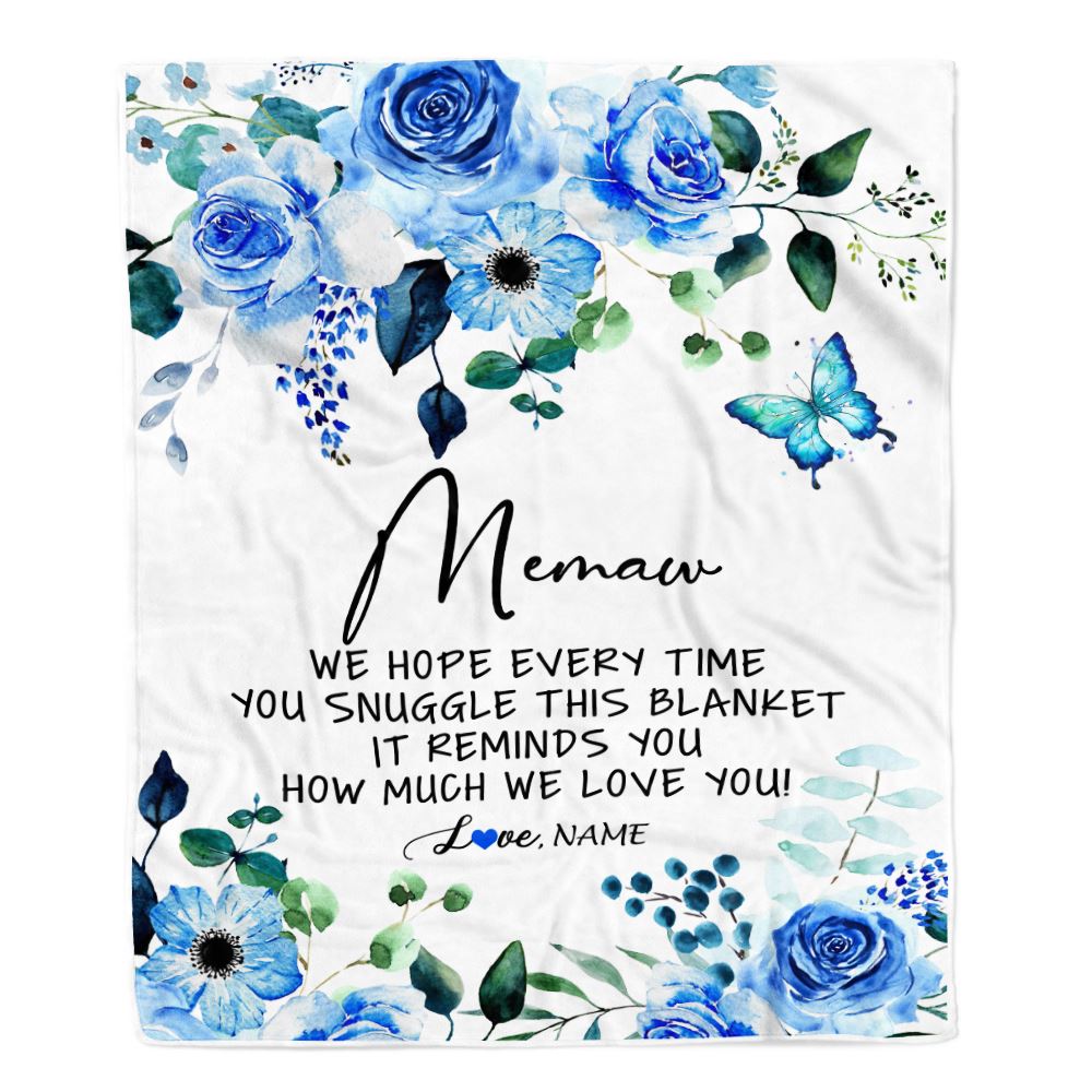 Personalized To My Memaw Blanket From Grandkids Floral How Much We Love You Memaw Birthday Mothers Day Christmas Customized Fleece Throw Blanket | teecentury