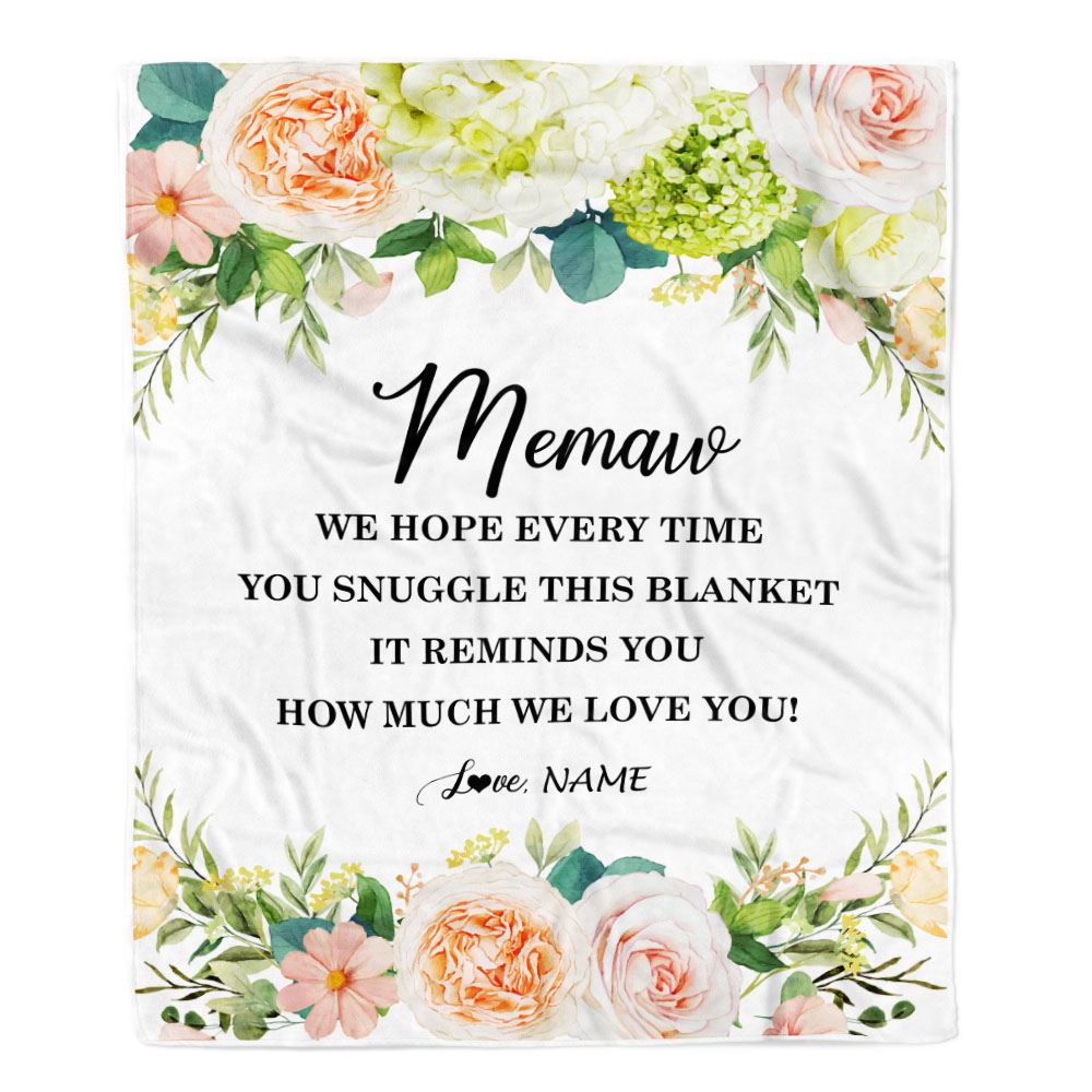 Personalized To My Memaw Blanket From Grandkids How Much We Love You Flower Memaw Birthday Mothers Day Christmas Customized Fleece Throw Blanket | teecentury