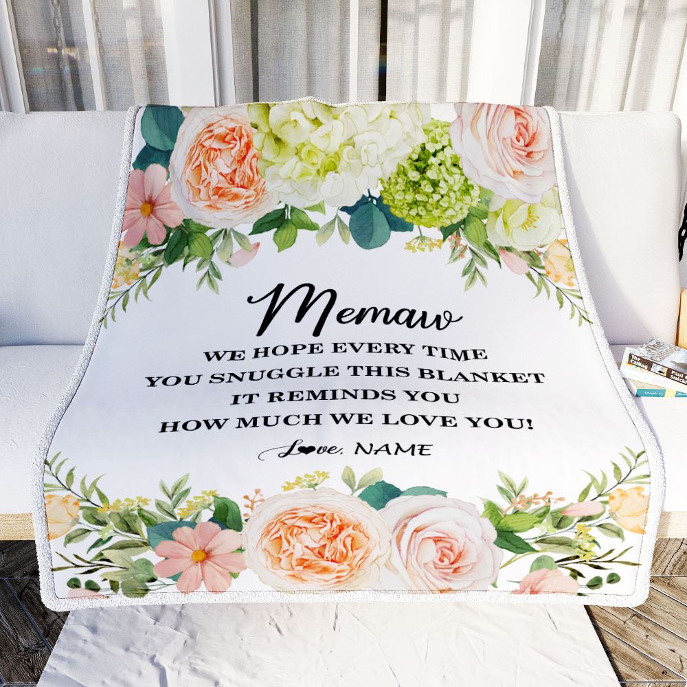 Personalized To My Memaw Blanket From Grandkids How Much We Love You Flower Memaw Birthday Mothers Day Christmas Customized Fleece Throw Blanket | teecentury