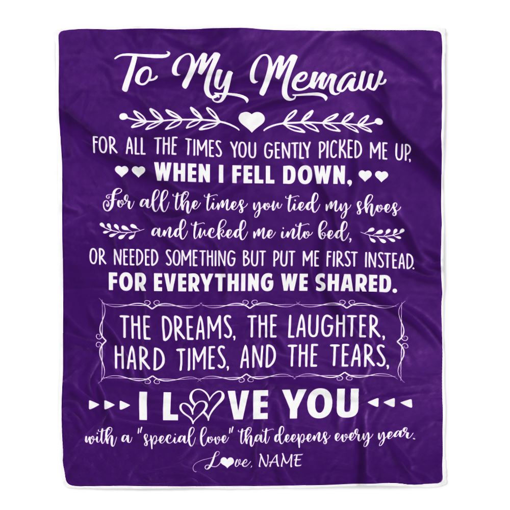 Personalized To My Memaw Blanket From Grandkids I Love You With A Special Love Memaw Birthday Mothers Day Christmas Customized Fleece Throw Blanket | teecentury