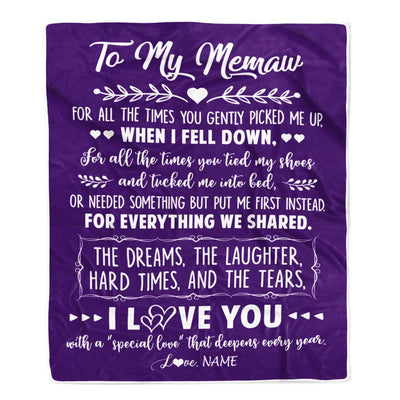 Personalized To My Memaw Blanket From Grandkids I Love You With A Special Love Memaw Birthday Mothers Day Christmas Customized Fleece Throw Blanket | teecentury