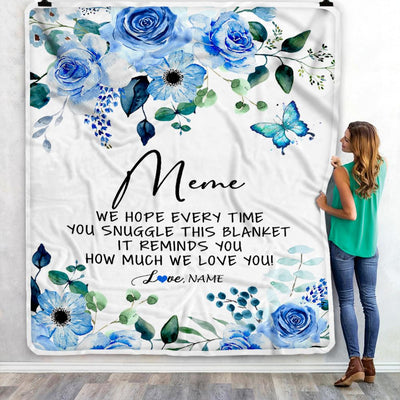 Personalized To My Meme Blanket From Grandkids Floral How Much We Love You Meme Birthday Mothers Day Christmas Customized Fleece Throw Blanket | teecentury
