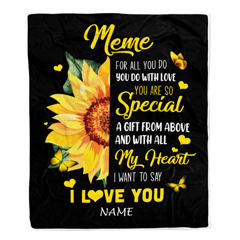 Personalized To My Meme Blanket From Grandkids Granddaughter I Want To Say I Love You Sunfower Meme Birthday Mothers Day Christmas Customized Fleece Blanket | teecentury