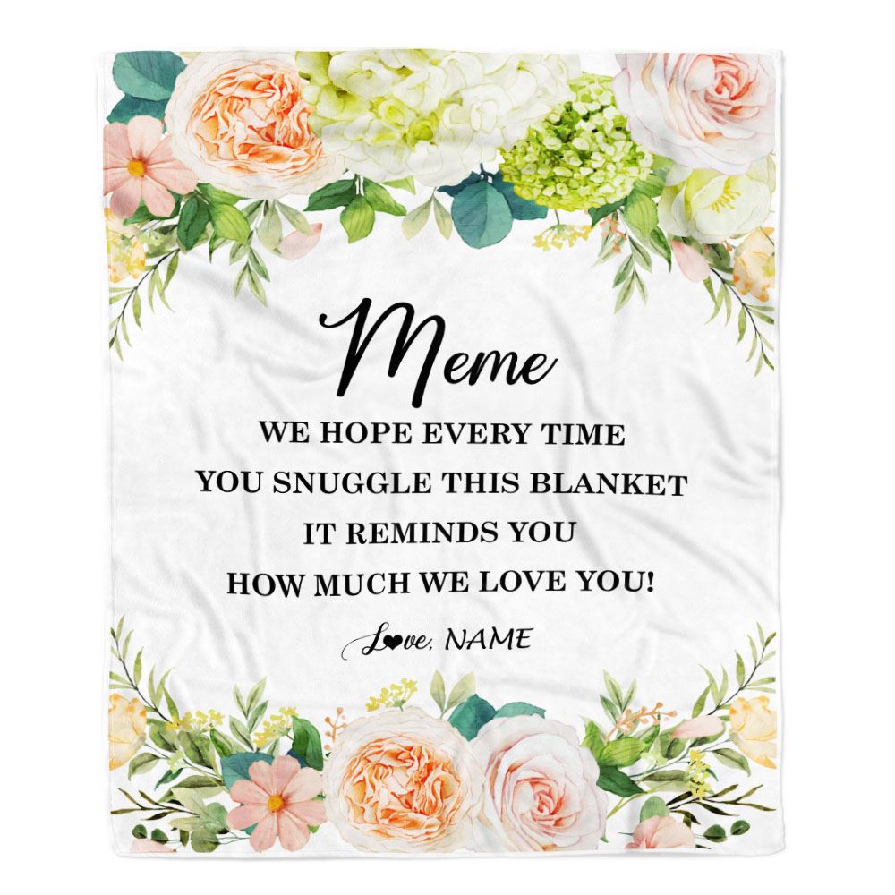 Personalized To My Meme Blanket From Grandkids How Much We Love You Flower Meme Birthday Mothers Day Christmas Customized Fleece Throw Blanket | teecentury