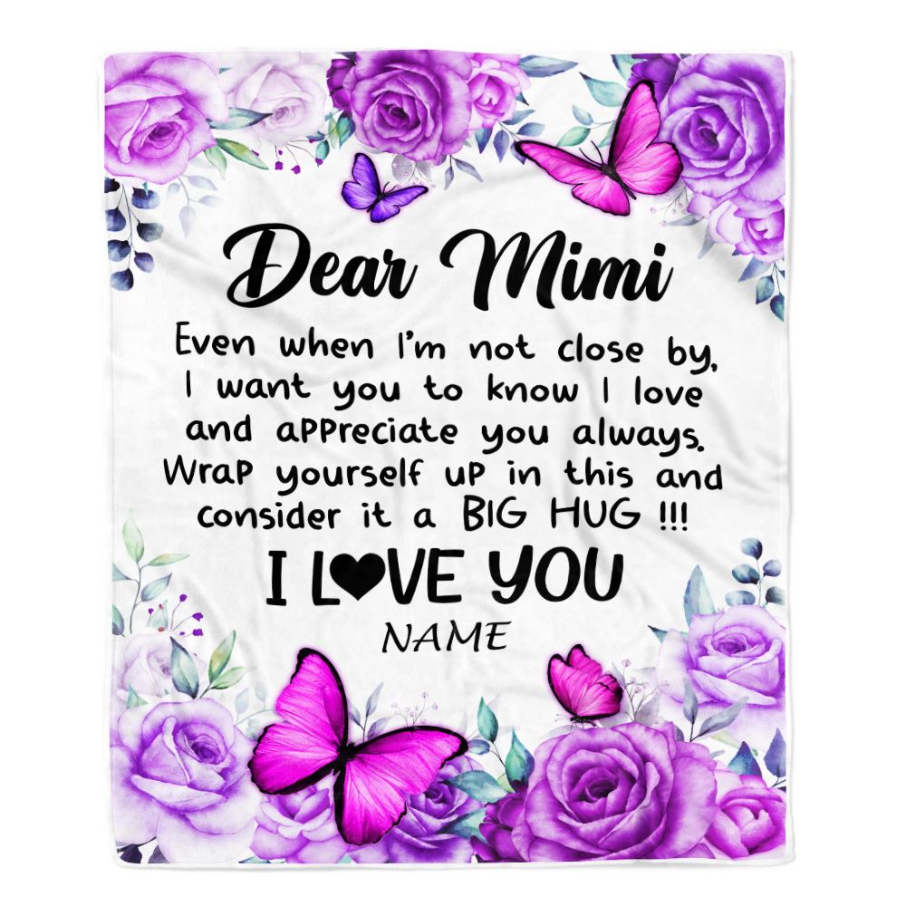 Personalized To My Mimi Blanket From Granddaughter Grandson Butterfly Love And Appreciate Mimi Birthday Mothers Day Christmas Customized Fleece Throw Blanket | teecentury