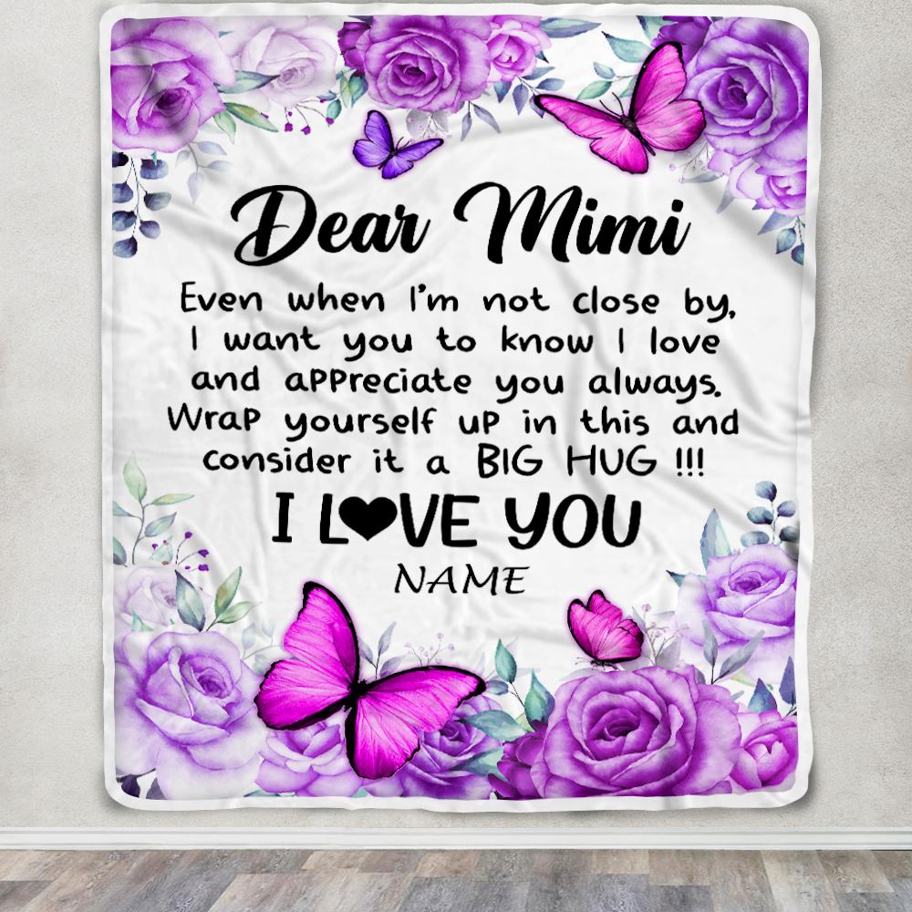 Personalized To My Mimi Blanket From Granddaughter Grandson Butterfly Love And Appreciate Mimi Birthday Mothers Day Christmas Customized Fleece Throw Blanket | teecentury