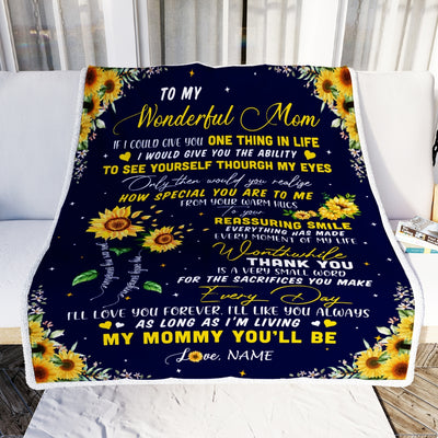 Personalized To My Mom Blanket From Daughter I Could Give You One Thing In Life Sunflower Mom Birthday Mothers Day Christmas Customized Fleece Blanket Blanket | Teecentury.com