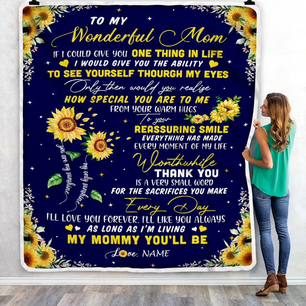 Personalized To My Mom Blanket From Daughter I Could Give You One Thing In Life Sunflower Mom Birthday Mothers Day Christmas Customized Fleece Blanket Blanket | Teecentury.com