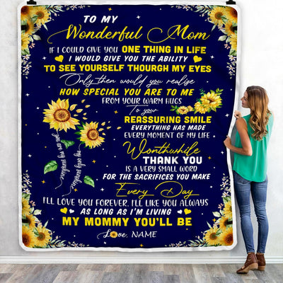 Personalized To My Mom Blanket From Daughter I Could Give You One Thing In Life Sunflower Mom Birthday Mothers Day Christmas Customized Fleece Blanket Blanket | Teecentury.com