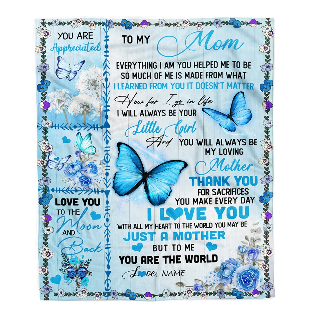Personalized To My Mom Blanket From Daughter I Love You With All My Heart Butterfly Mom Mothers Day Birthday Christmas Customized Fleece Blanket Blanket | Teecentury.com