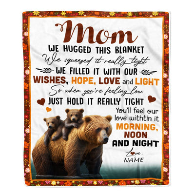 Personalized To My Mom Blanket From Daughter Son Bear I Love You Mom Mother Birthday Mothers Day Thanksgiving Christmas Customized Fleece Throw Blanket | teecentury