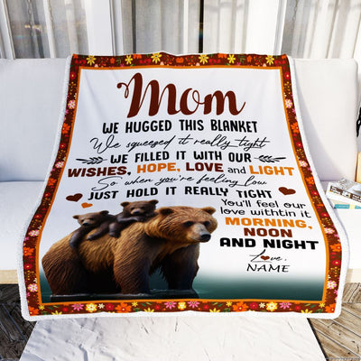 Personalized To My Mom Blanket From Daughter Son Bear I Love You Mom Mother Birthday Mothers Day Thanksgiving Christmas Customized Fleece Throw Blanket | teecentury
