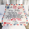 Personalized To My Mom Blanket From Daughter Son I Love You Hugs Air Mail Letter Birthday Mothers Day Christmas Thanksgiving Customized Fleece Blanket Blanket | Teecentury.com