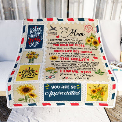 Personalized To My Mom Blanket From Daughter Son Mail Letter I Just Want To Say Thank You Mom Birthday Mothers Day Christmas Customized Fleece Throw Blanket | teecentury