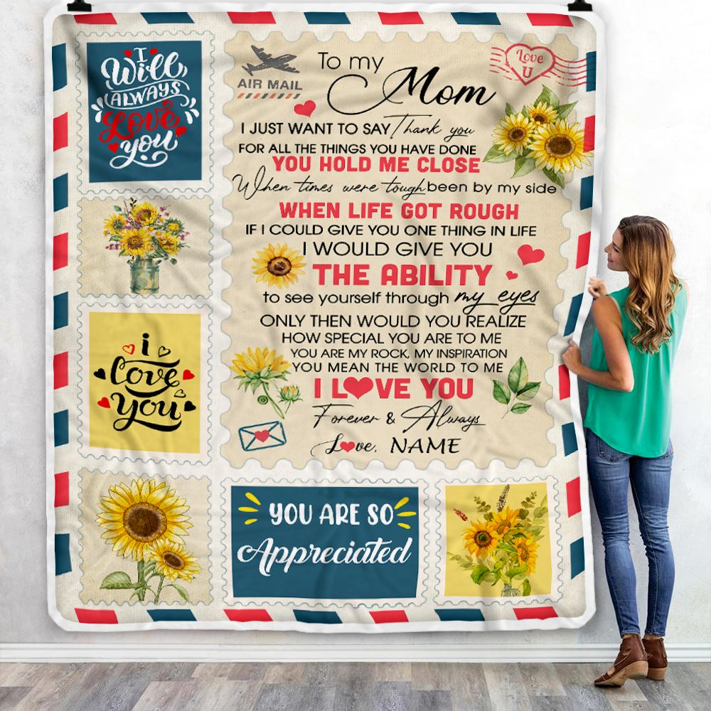Personalized To My Mom Blanket From Daughter Son Mail Letter I Just Want To Say Thank You Mom Birthday Mothers Day Christmas Customized Fleece Throw Blanket | teecentury