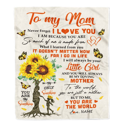 Personalized To My Mom Blanket From Daughter Son Sunflower Never Forget I Love You Monther Mom Birthday Mothers Day Christmas Customized Bed Fleece Blanket | teecentury