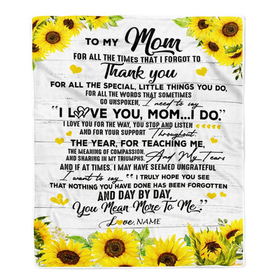 Personalized To My Mom Blanket From Daughter Son Thank You For All Wood Sunflower Mother Birthday Mothers Day Christmas Customized Bed Fleece Throw Blanket | teecentury