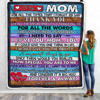 Personalized To My Mom Blanket From Daughter Son Wood Thank You I Love You Mom Birthday Mothers Day Christmas Customized Bed Fleece Throw Blanket | teecentury