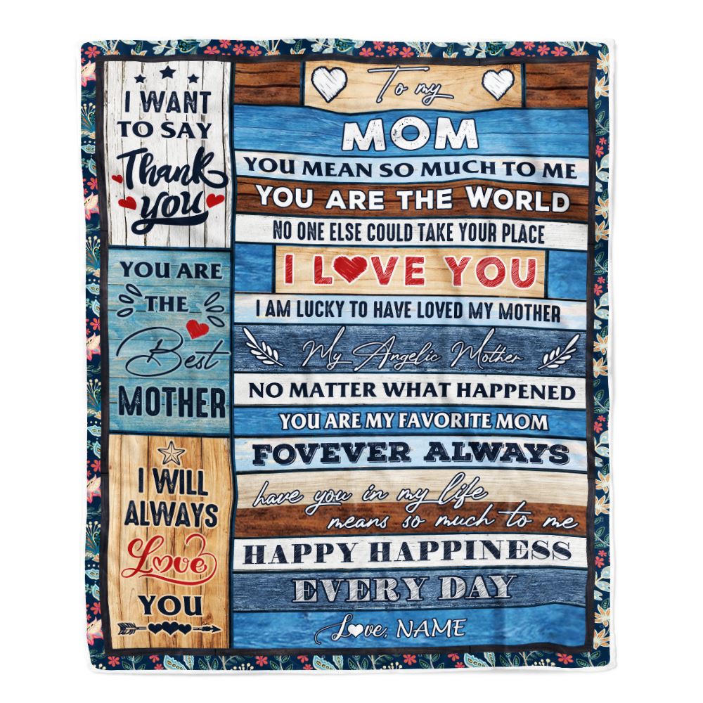 Personalized To My Mom Blanket From Daughter Son Wood You Are My Favorite Mom Birthday Mothers Day Thanksgiving Christmas Customized Bed Fleece Throw Blanket | teecentury