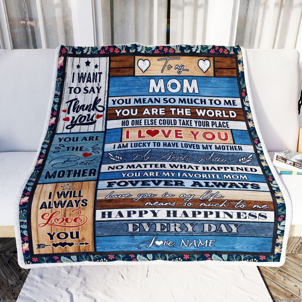 Personalized To My Mom Blanket From Daughter Son Wood You Are My Favorite Mom Birthday Mothers Day Thanksgiving Christmas Customized Bed Fleece Throw Blanket | teecentury