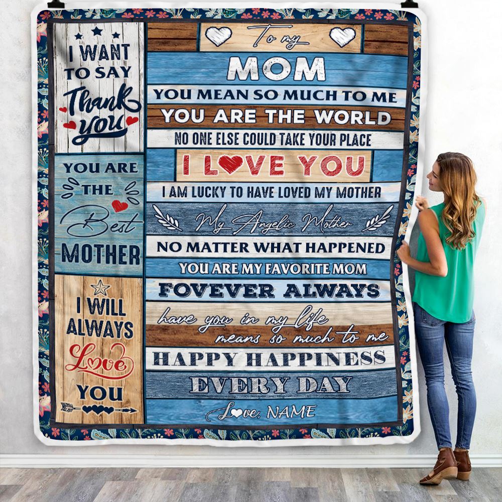 Personalized To My Mom Blanket From Daughter Son Wood You Are My Favorite Mom Birthday Mothers Day Thanksgiving Christmas Customized Bed Fleece Throw Blanket | teecentury