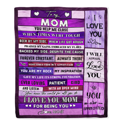 Personalized To My Mom Blanket From Daughter Son Wood You Help Me Close I Love You Mom Mothers Day Thanksgiving Christmas Customized Fleece Throw Blanket Blanket | Teecentury.com