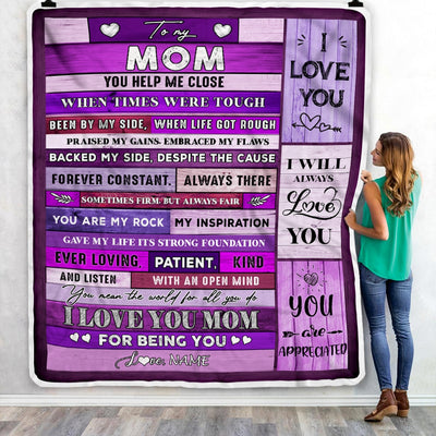 Personalized To My Mom Blanket From Daughter Son Wood You Help Me Close I Love You Mom Mothers Day Thanksgiving Christmas Customized Fleece Throw Blanket Blanket | Teecentury.com