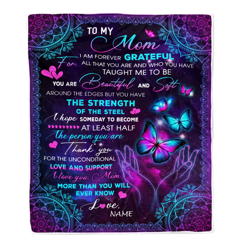 Personalized To My Mom Blanket From Daughter Son You Are Beautiful Butterfly Mom Birthday Mothers Day Christmas Customized Fleece Throw Blanket Blanket | Teecentury.com