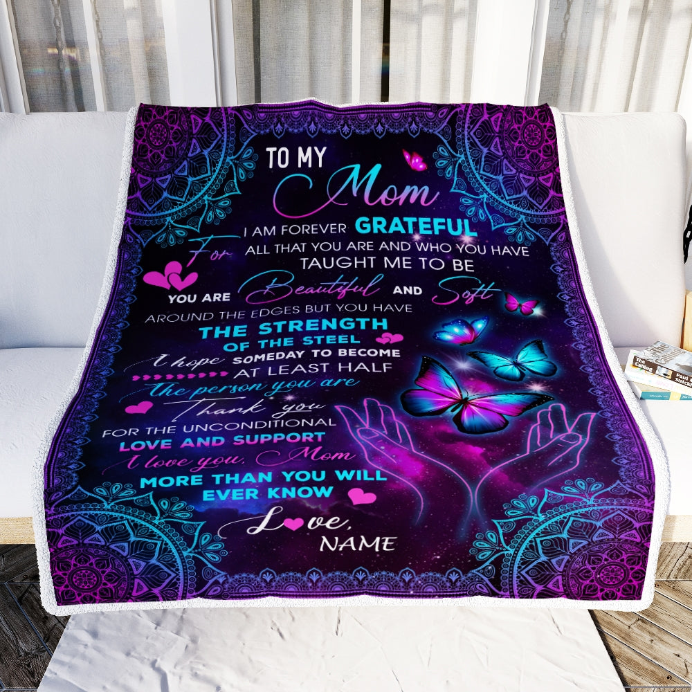 Personalized To My Mom Blanket From Daughter Son You Are Beautiful Butterfly Mom Birthday Mothers Day Christmas Customized Fleece Throw Blanket Blanket | Teecentury.com