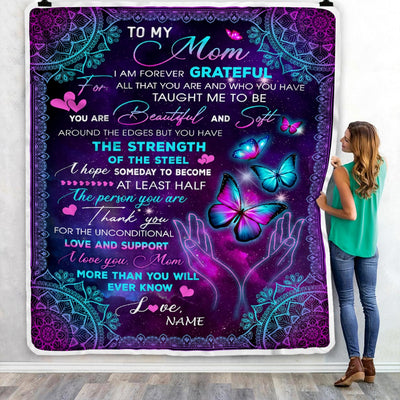 Personalized To My Mom Blanket From Daughter Son You Are Beautiful Butterfly Mom Birthday Mothers Day Christmas Customized Fleece Throw Blanket Blanket | Teecentury.com