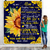 Personalized To My Mom Blanket from Daughter Everything I Am You Helped Me to Be Sunflower Birthday Mothers Day Christmas Gift Customized Fleece Blanket Blanket | Teecentury.com