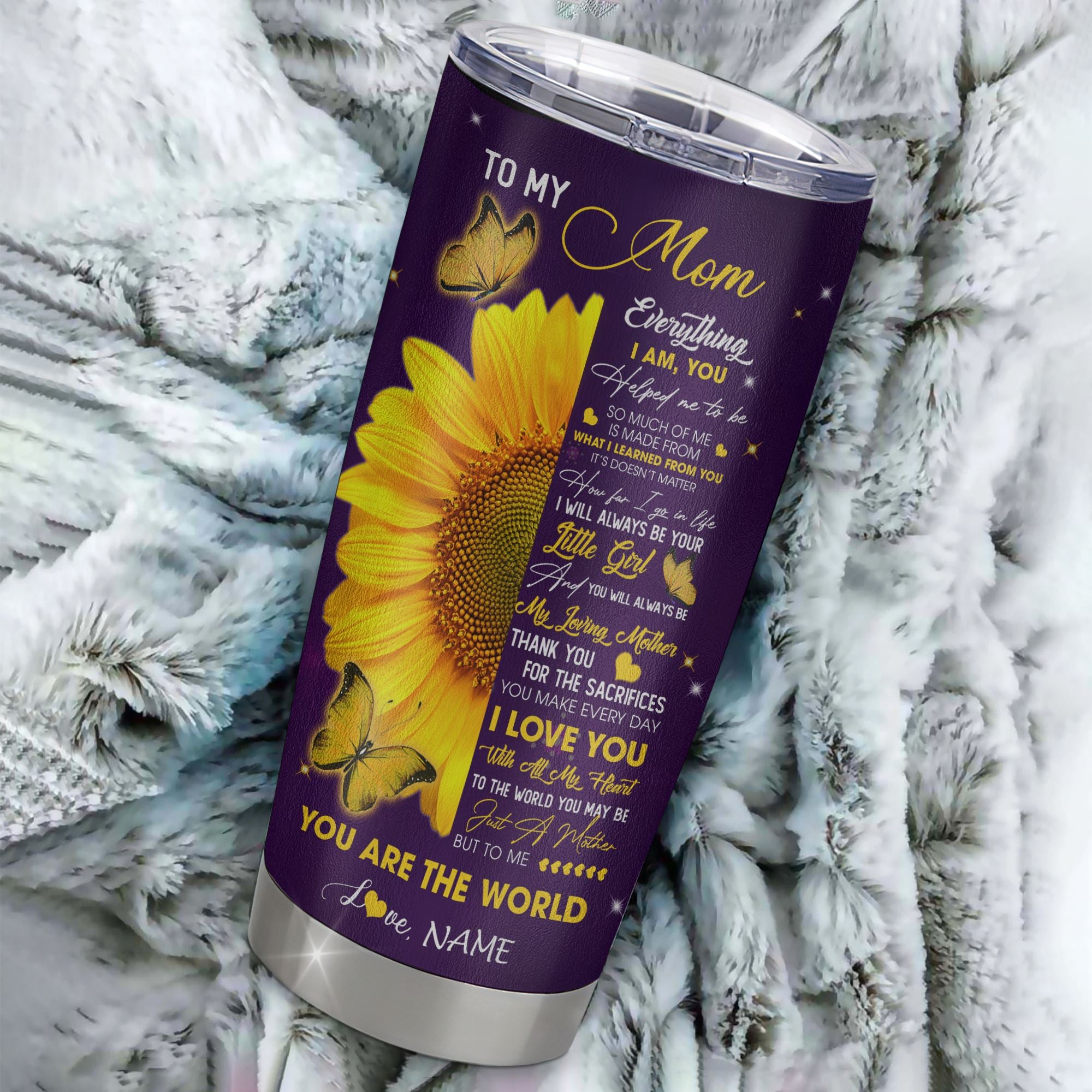 Personalized To My Mom From Daughter Son Stainless Steel Tumbler Cup You Are My Sunshine Butterfly Sunflower Mom Birthday Mothers Day Christmas Travel Mug | teecentury