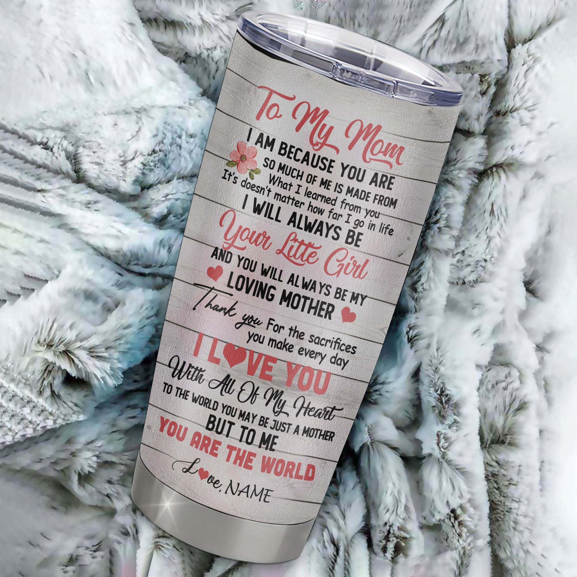 Personalized To My Mom From Daughter Stainless Steel Tumbler Cup Flower I Love You With All Of My Heart Mom Mothers Day Birthday Christmas Travel Mug | teecentury