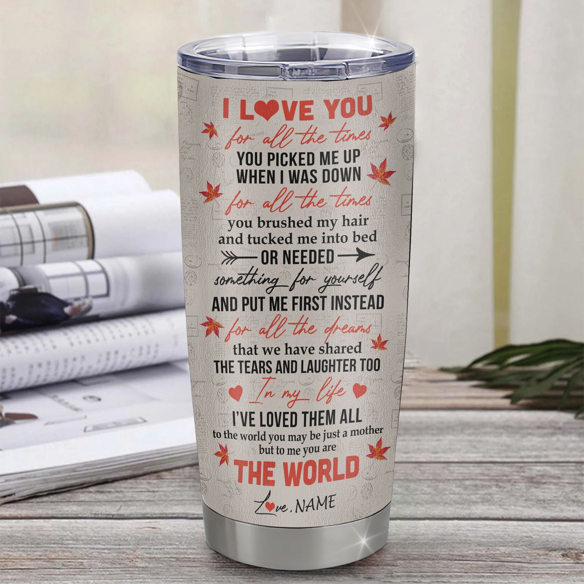 Personalized To My Mom From Daughter Stainless Steel Tumbler Cup Red Tree Your Are The World Mom Mothers Day Birthday Christmas Travel Mug | teecentury