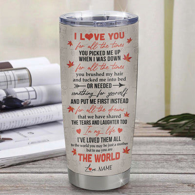 Personalized To My Mom From Daughter Stainless Steel Tumbler Cup Red Tree Your Are The World Mom Mothers Day Birthday Christmas Travel Mug | teecentury