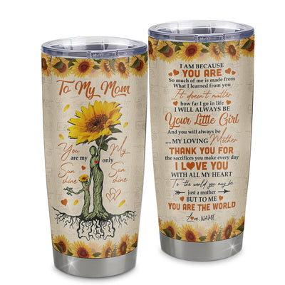 Personalized To My Mom From Daughter Stainless Steel Tumbler Cup Sunflower I Love You With All Of My Heart Mom Mothers Day Birthday Christmas Travel Mug | teecentury