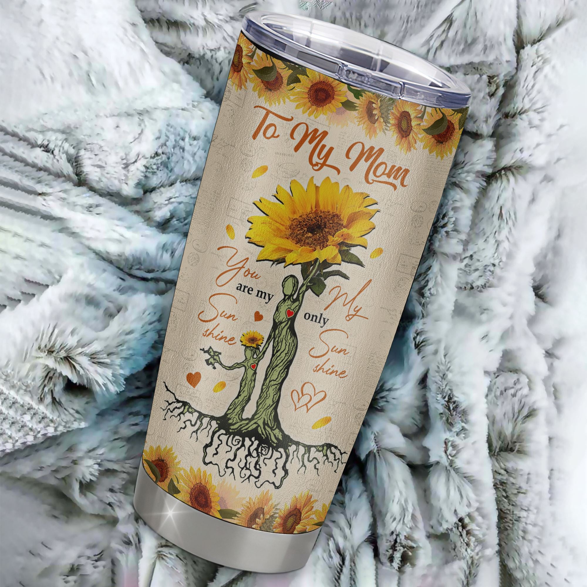 Personalized To My Mom From Daughter Stainless Steel Tumbler Cup Sunflower I Love You With All Of My Heart Mom Mothers Day Birthday Christmas Travel Mug | teecentury