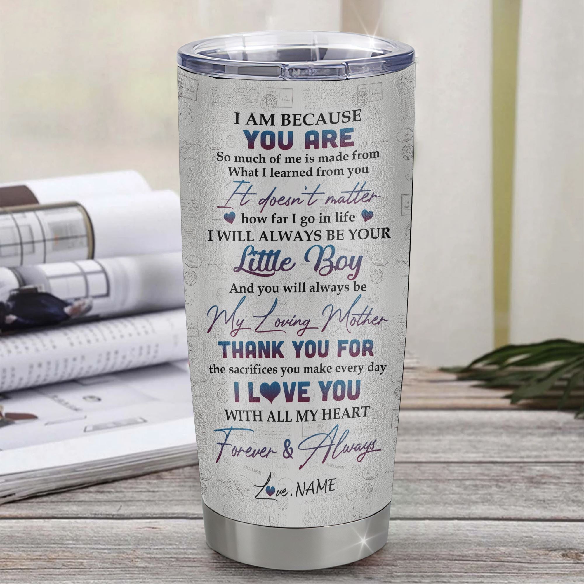 Personalized To My Mom From Son Stainless Steel Tumbler Cup Colorful tree I Love You With All Of My Heart Mom Mothers Day Birthday Christmas Travel Mug | teecentury
