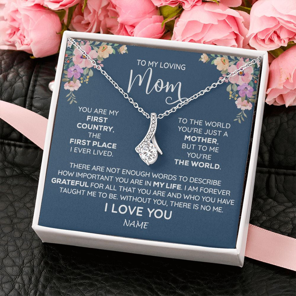 Alluring Beauty Necklace | Personalized To My Mom Necklace From Daughter Son I Am Forever Grateful Mom Birthday Mothers Day Christmas Pendant Jewelry Customized Gift Box Message Card | teecentury
